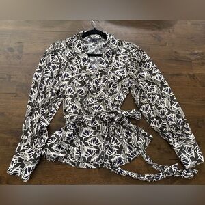 Banana Republic Black and White Floral Blouse